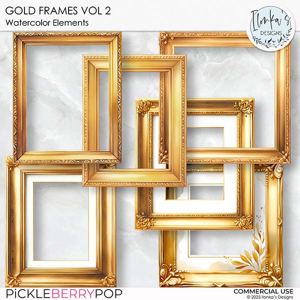 CU Gold Watercolor Frames by Ilonka's Designs