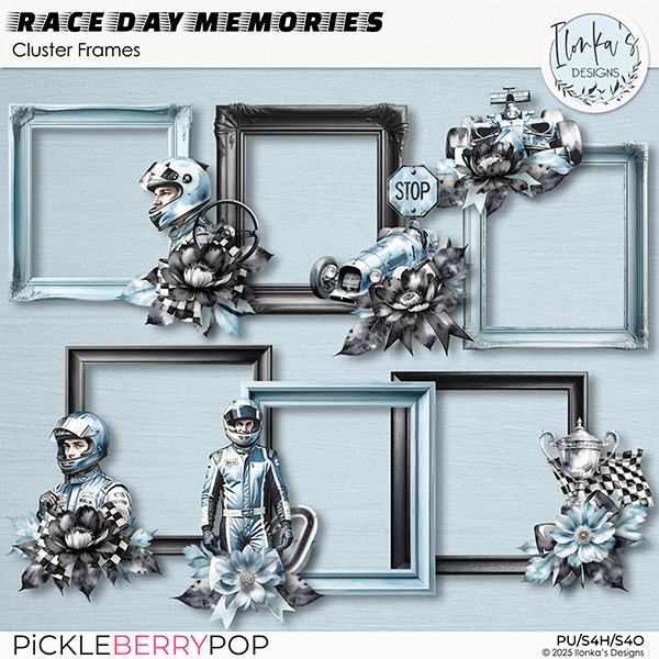 Race Day Memories Cluster Frames by Ilonka's Designs 