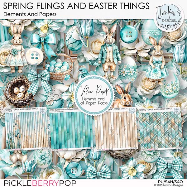 Spring Flings And Easter Things Elements And Papers by Ilonka's Designs 