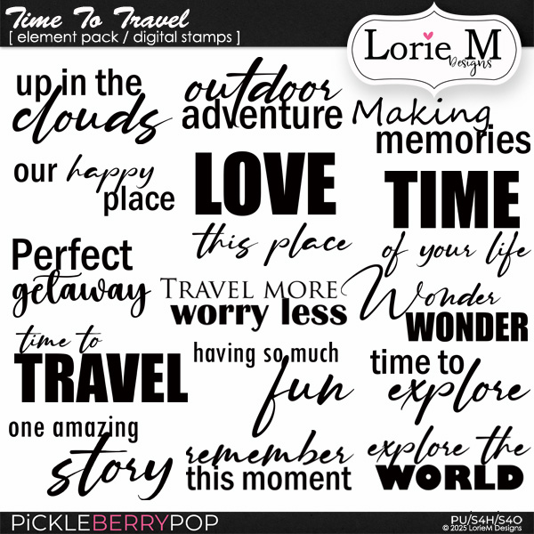 Time To Travel Digital Stamps