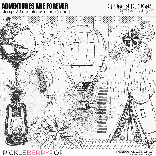 Adventures Are Forever - scribbles, stamps & inked pieces in .png format