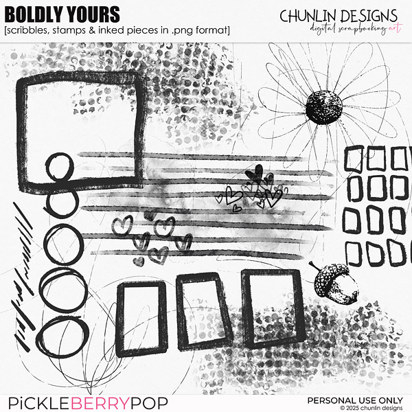 Boldly Yours - scribbles, stamps & inked pieces in .png format