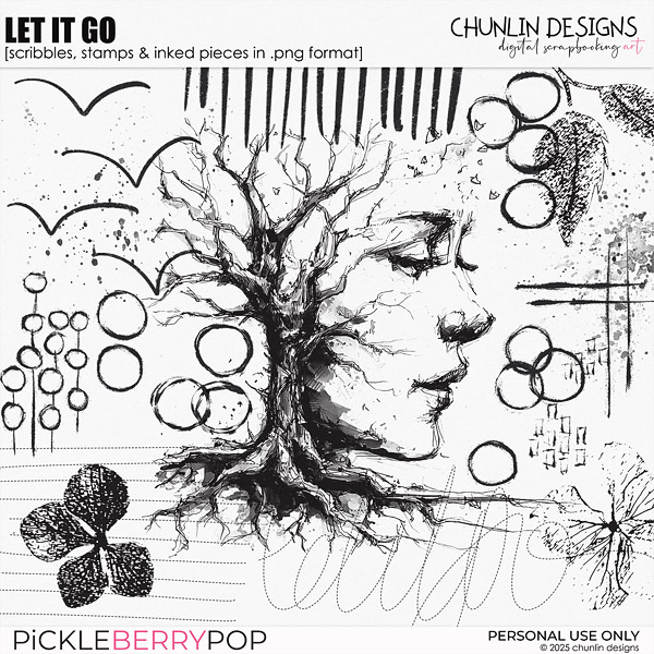 Let It Go - scribbles, stamps & inked pieces in .png format