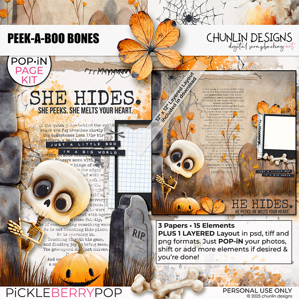 Peek-a-Boo Bones POP•iN PAGE KiT by Chunlin Designs
