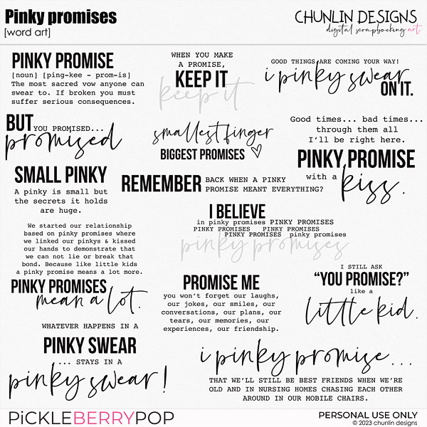 Pinky promises - word art