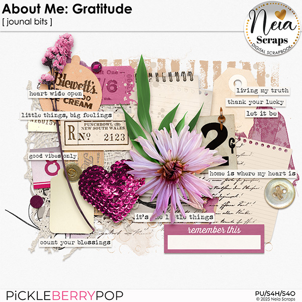 About Me: Gratitude - Journal Bits - by Neia Scraps