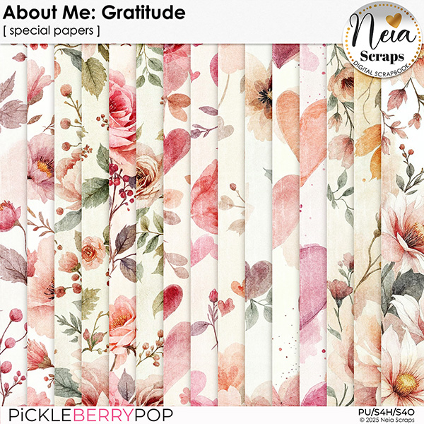 About Me: Gratitude - Special Papers - by Neia Scraps