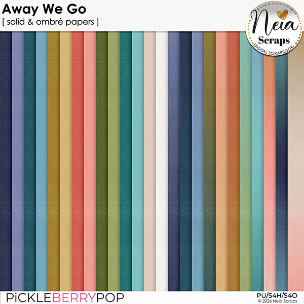 Away We Go - Solid & Ombré Papers - by Neia Scraps