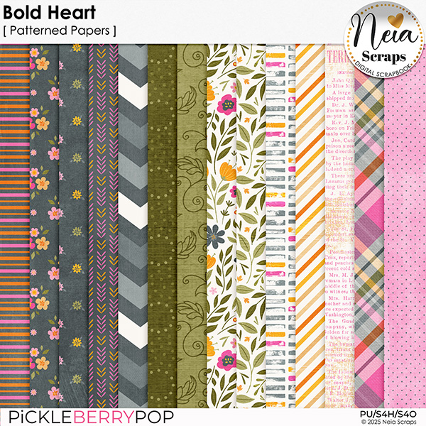 Bold Heart - Patterned Papers - by Neia Scraps