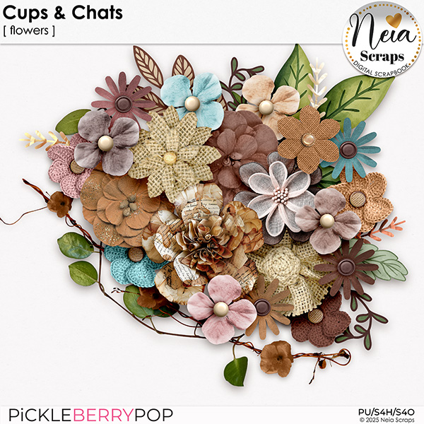 Cups & Chats - Flowers - by Neia Scraps