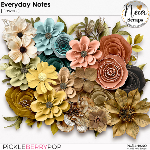 Everyday Notes - Flowers - by Neia Scraps