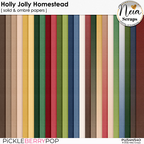 Holly Jolly Homestead - Solid & Ombré Papers - by Neia Scraps