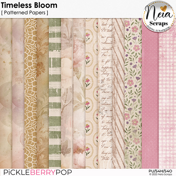 Timeless Bloom - Patterned Papers - by Neia Scraps