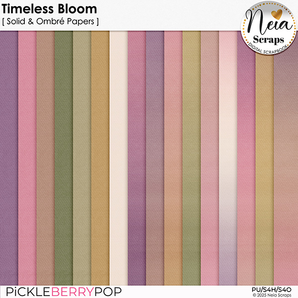 Timeless Bloom - Solid & Ombré Papers - by Neia Scraps