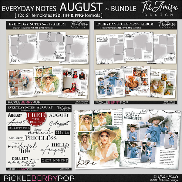 Everyday Notes August Bundle ~ Templates 