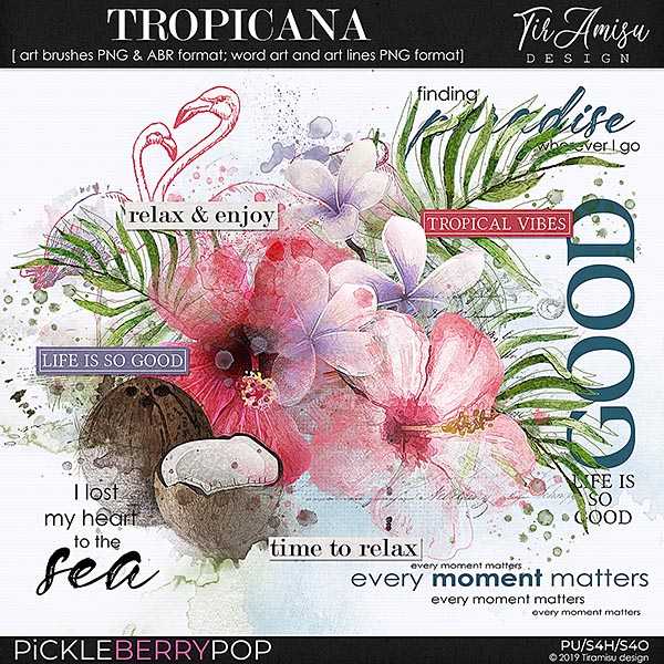 Tropicana ~ watercolor brushes and word art