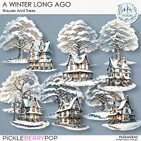 A Winter Long Ago Houses And Trees by Ilonka's Designs