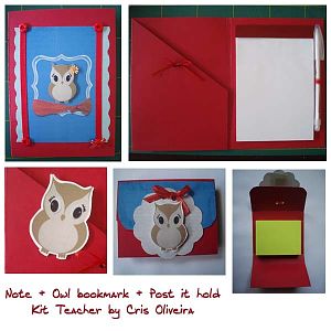 Notebook holder + owl bookmark + post it holder