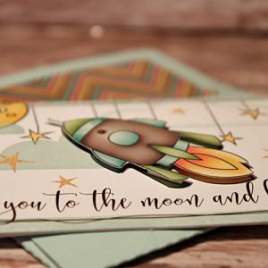 To The Moon and Back card with matching envie