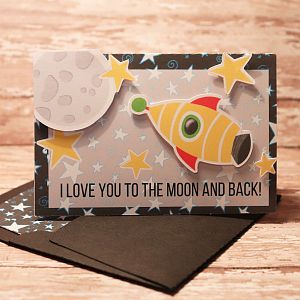 I Love You To The Moon And Back 3d card and matching envie