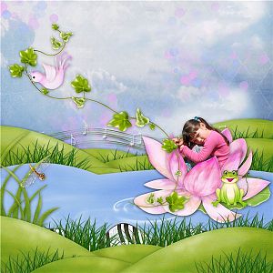 Girl on a water-lily