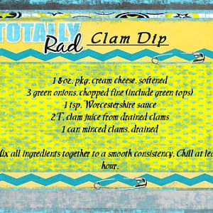 Recipe Card ~ "Totally Rad " Clam Dip