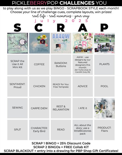 July 2025 Scrap Bingo Card