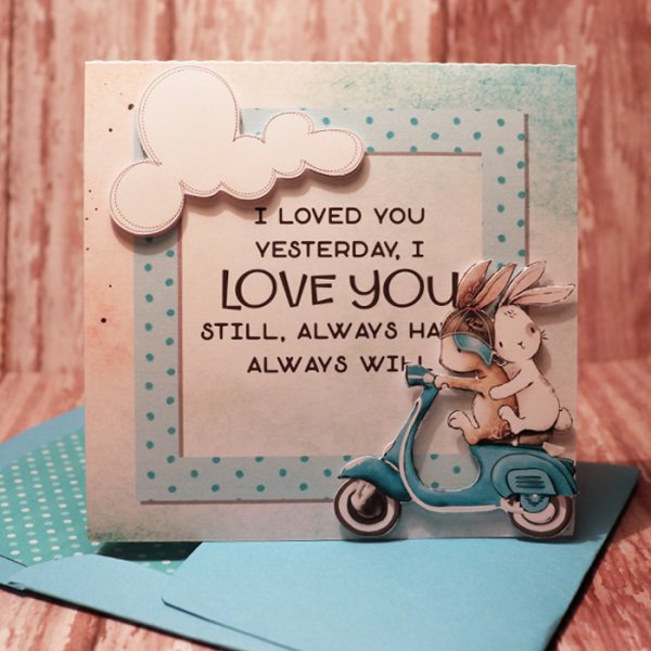 Love You card with matching envie