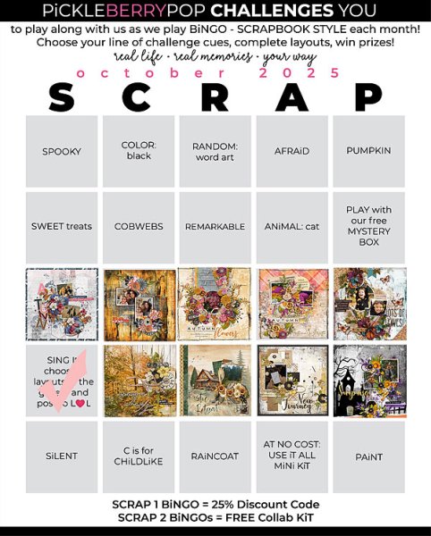 October Scrap Bingo Board