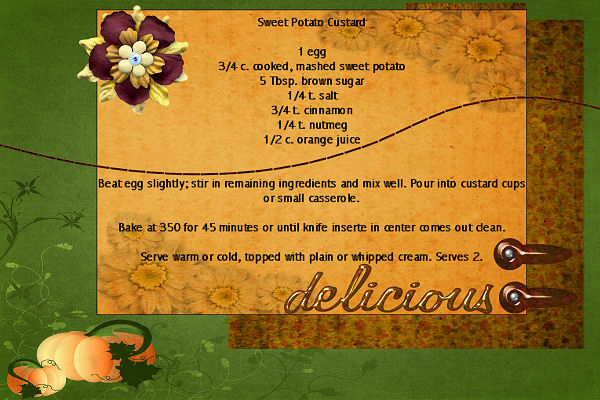 Sweet Potato Custard -Recipe Card