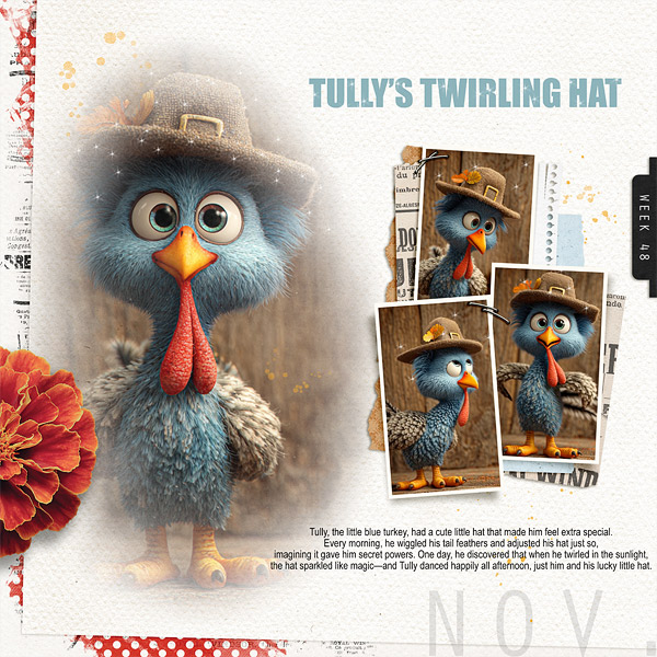 Tully's twirling hat - artsy weekly template week 48