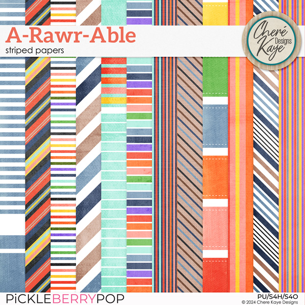 A-Rawr-Able Striped Papers