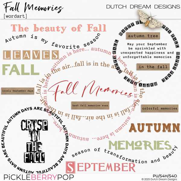 Fall Memories - Wordart