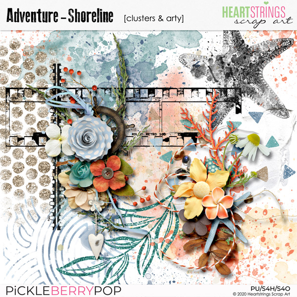 Adventure – Shoreline Clusters & Arty {Heartstrings Scrap Art}