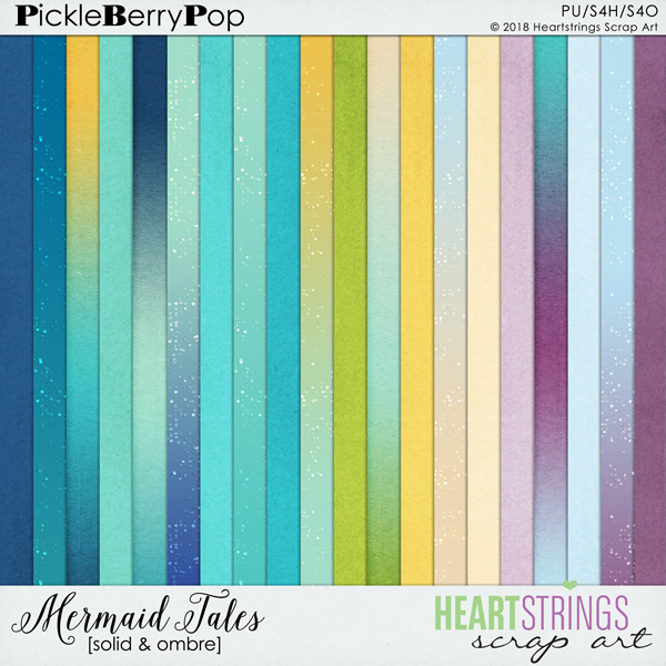 Mermaid Tales Solid & Ombre Papers {Heartstrings Scrap Art}