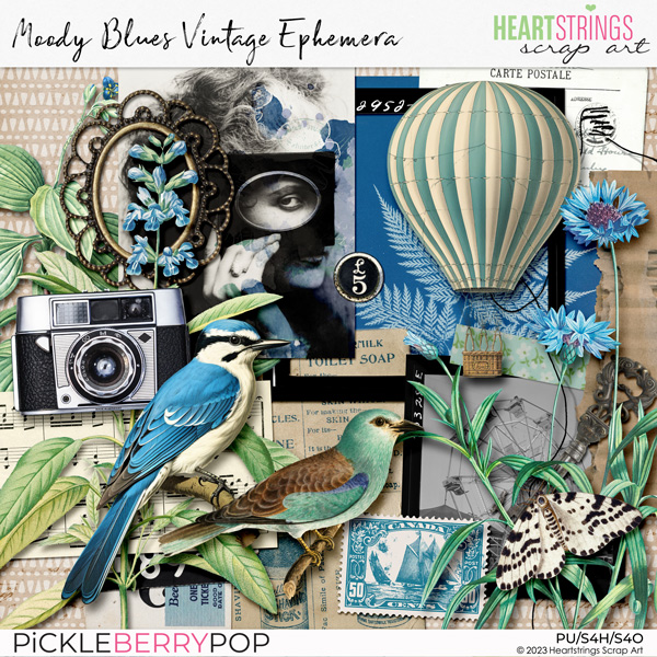 Moody Blues Vintage Ephemera by Heartstrings Scrap Art