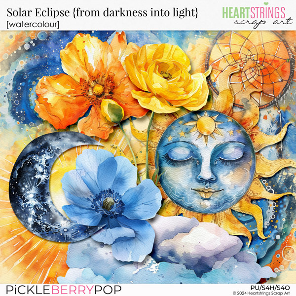 Solar Eclipse {from darkness into light} Watercolours