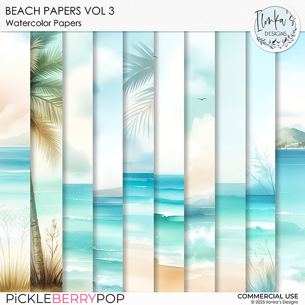 CU Watercolor Beach Papers Vol 3 by Ilonka's Designs
