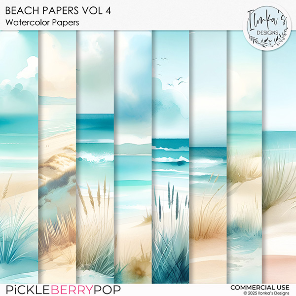 CU Watercolor Beach Papers Vol 4 by Ilonka's Designs