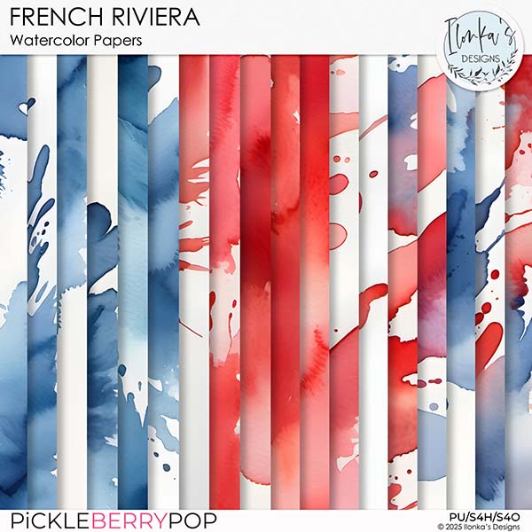 French Riviera Watercolor Papers by Ilonka's Designs