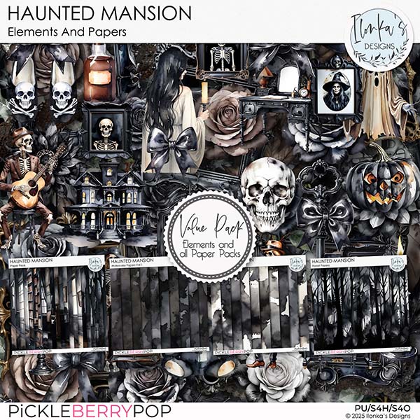 Haunted Mansion Elements And Papers by Ilonka's Designs