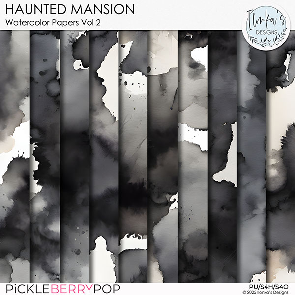 Haunted Mansion Watercolor Papers Vol 2 by Ilonka's Designs