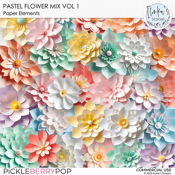 CU Pastel Paper Flower Mix Vol 1 by Ilonka's Designs
