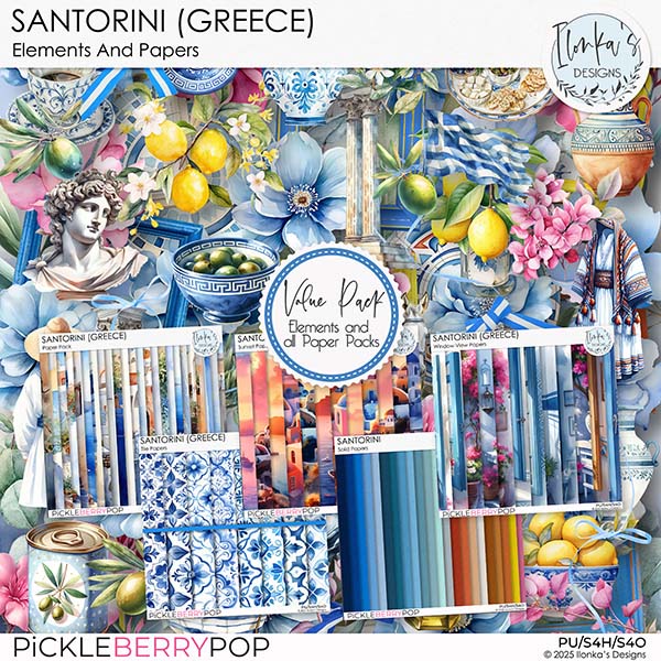 Santorini Elements And Papers by Ilonka's Designs