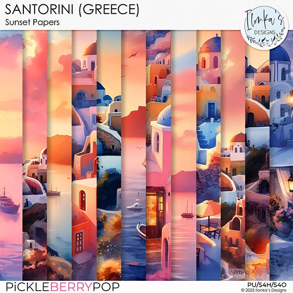 Santorini Sunset Papers by Ilonka's Designs