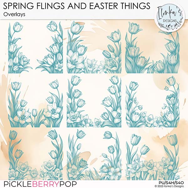 Spring Flings And Easter Things Overlays by Ilonka's Designs 