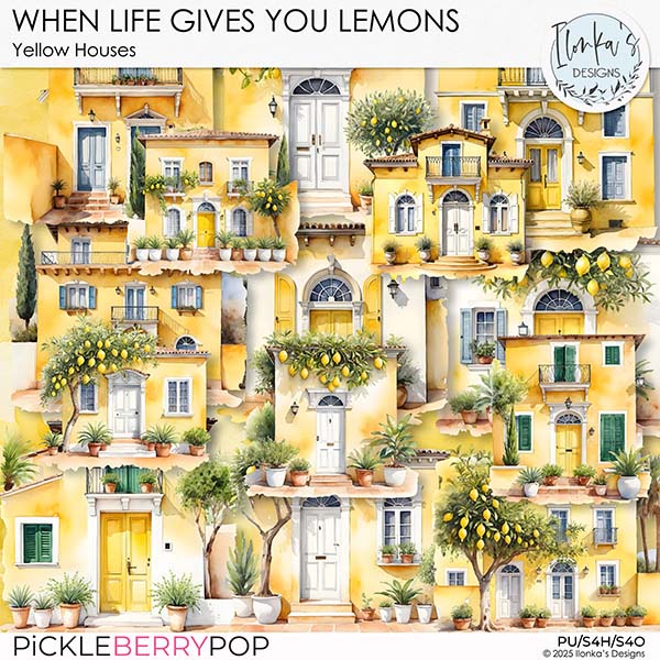 When Life Gives You Lemons Yellow Houses by Ilonka's Designs 