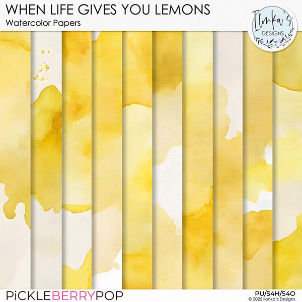 When Life Gives You Lemons Watercolor Papers by Ilonka's Designs 