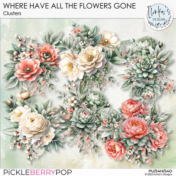 Where Have All The Flowers Gone Clusters by Ilonka's Designs