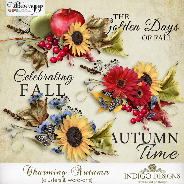 Charming Autumn Cluster and Word Art 